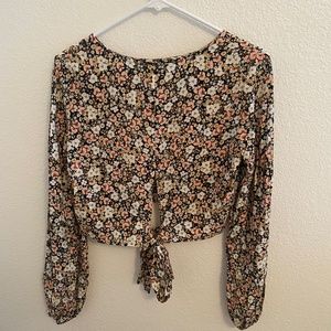 Altar'd State Floral Long Sleeve Crop Top